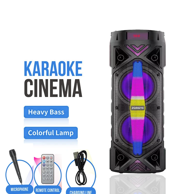

60W High-power Outdoor Party Portable Square Dance Home Singing Card TWS RGB Lighting Wireless Bluetooth Speaker Column HiFi Bas