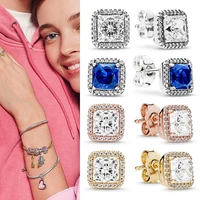 original 925 %d1%81%d0%b5%d1%80%d1%8c%d0%b3%d0%b8 silver pan earrings silver square with crystal pan earrings for women wedding gift fashion jewelry