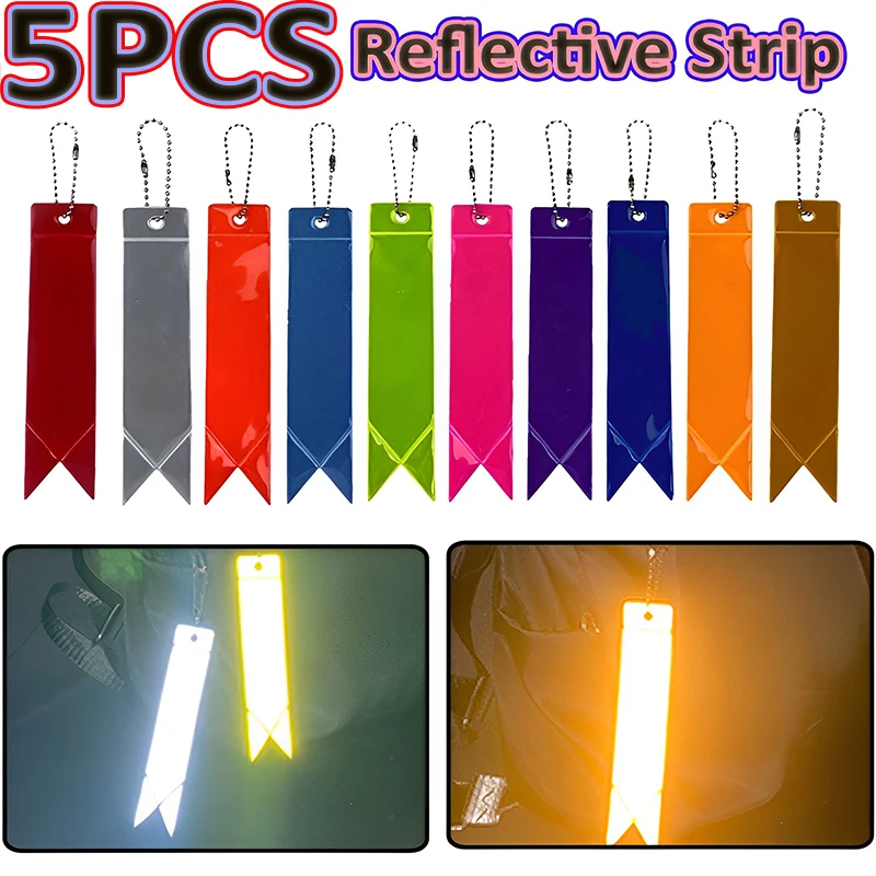 

5PCS Reflective Strip Safety Protection Children Bag Pendant Car Keyring Auto Decoration Night Traffic Safety Marker Accessories