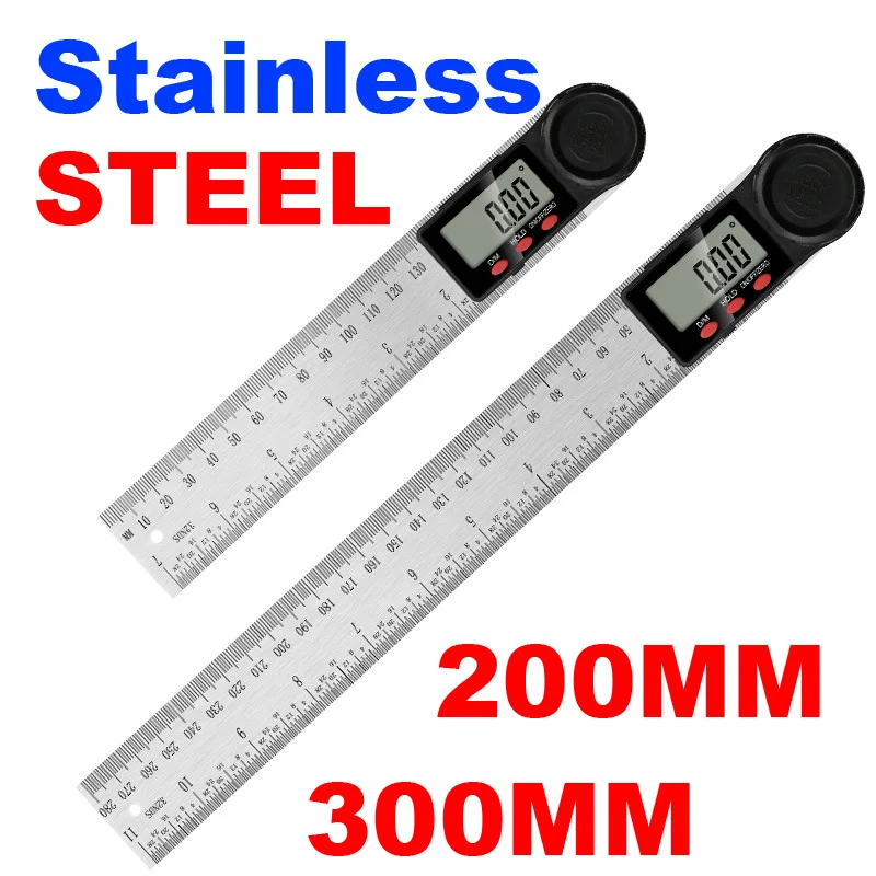 Stainless Steel 0-200mm/30mm Digital Protractor Gauge Angle Ruler Goniometer Tool Instrument Goniometry Finder Meter