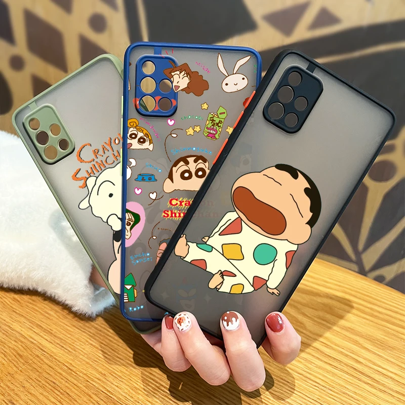 Crayon Shin chan милый для Samsung Galaxy A72 A52 A71 A51 A70 A32 A21S A03S A02S A12 5G 4G матовый полупрозрачный