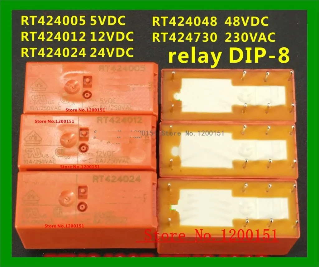 RT424005 5VDC RT424012 12VDC RT424024 24VDC RT424048 48VDC RT424730 230VAC RTE24005 RTE24012 RTE24024 RTE24048 RTE24730 DIP8