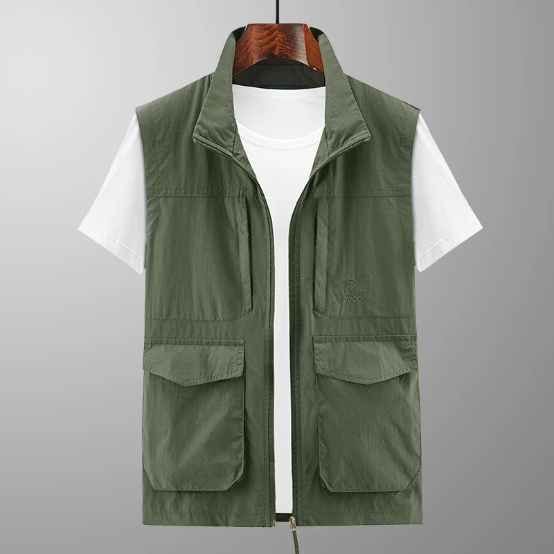 

Men's Lapel Outdoor Vest Jackets Multipockets Hiking Fishing Vest Quick-Dry Functional Military Tactical Waistcoat Big Size M-8L