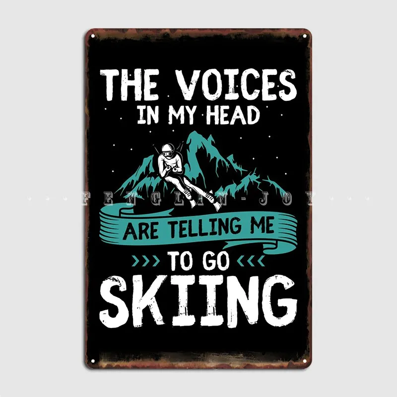 Катание на лыжах зимний подарок плакат металлическая фотография - Цена: 754.4