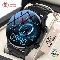 2022 nfc smart watch men 390390 screen always display the time bluetooth call local music men smartwatch for huawei xiaomibox