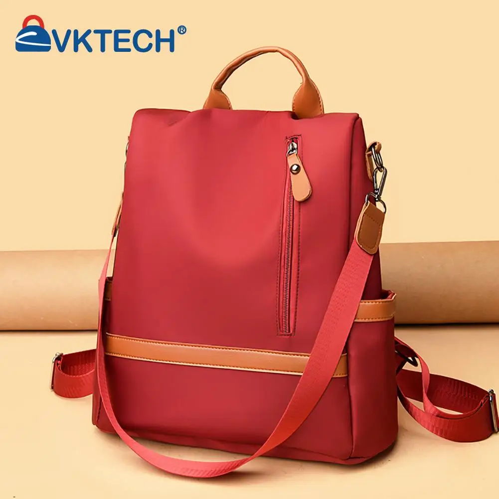 

Women Nylon Zipper Backpack Multi-pocket Large Capacity School BagAnti-theft Rucksack College GirlWear-Resistant Laptop Bag
