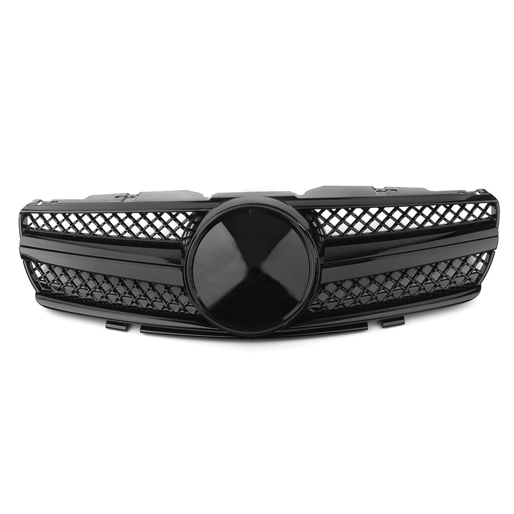 

Car Front Grill 1 Fin AMG Upper Grille For Mercedes Benz R230 SL-Class SL500 SL600 SL55 AMG 2003 2004 2005 2006 2007 Gloss Black