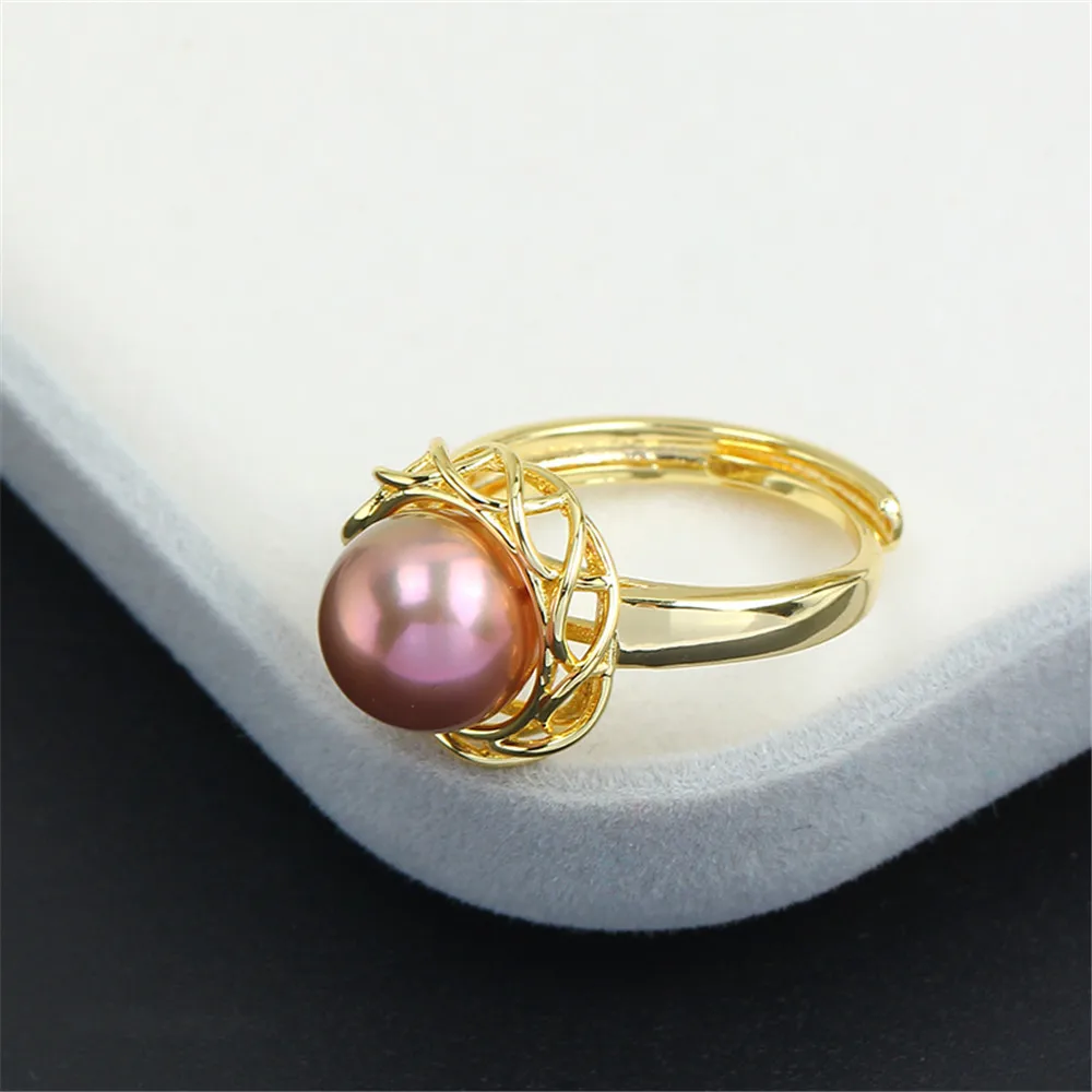 

Round hollow pearl earrings accessories 14K package gold empty bracket DIY jewelry 2022 simple temperament