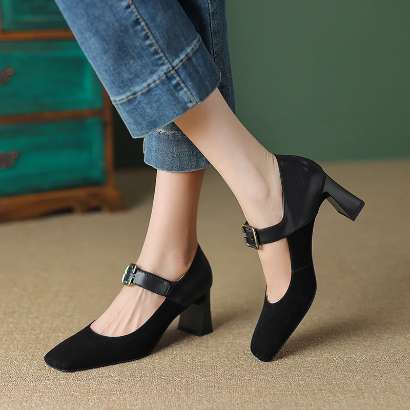 

Женские туфли на высоком каблуке, с квадратным носком