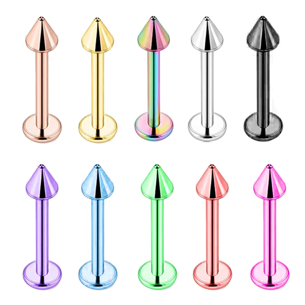 

Кольца для пирсинга губ из нержавеющей стали, ювелирные изделия для подбородка, шипы для губ, Козелка, Козелка, живота, 11 цветов в ассортименте