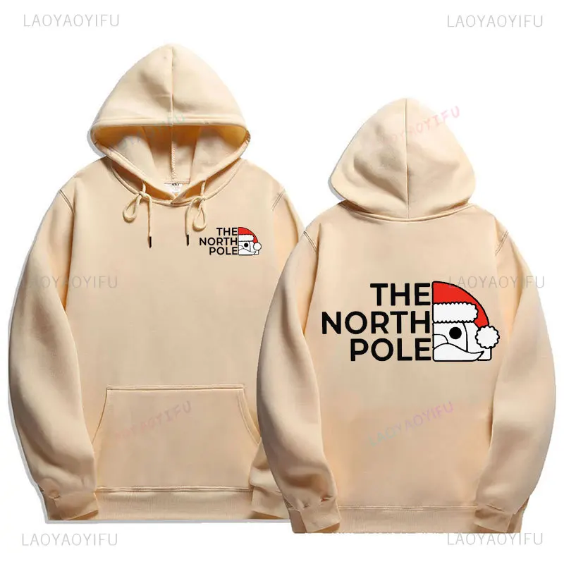 Забавная рождественская толстовка The NORTH POLE Санта-Клаус с лацканами