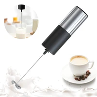 milk frother electric handheld battery powered foam maker mixer portable mini whisk drink mixer with stainless steel stand