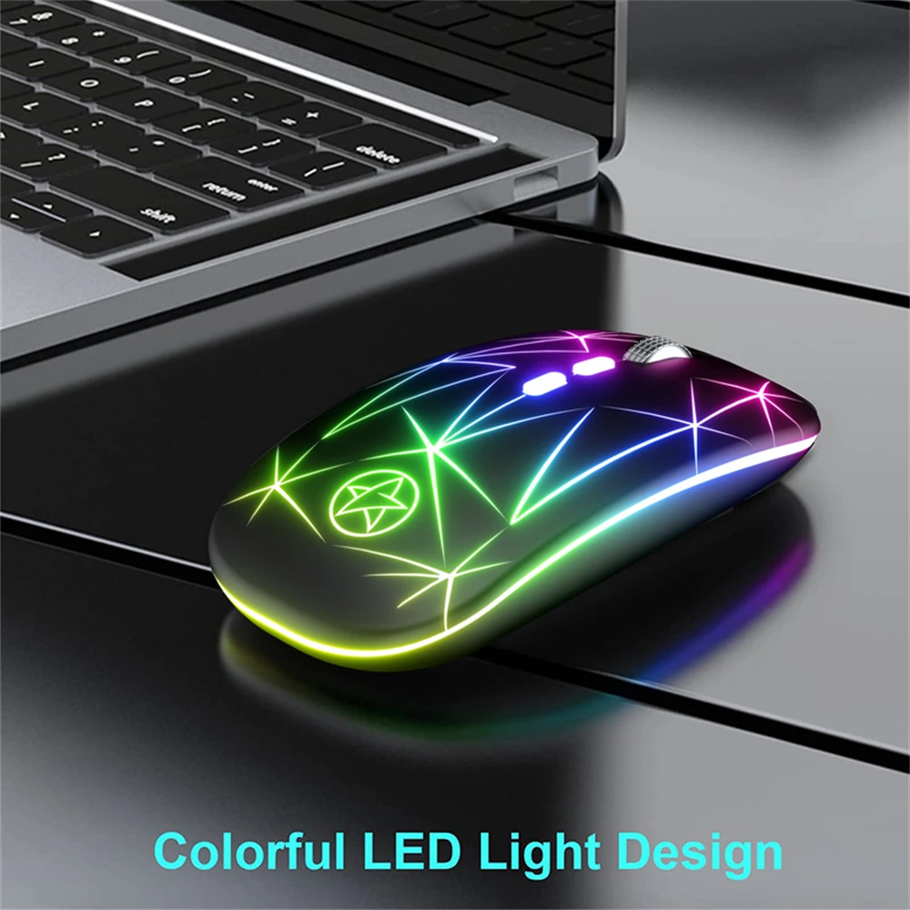 

2.4ghz Mouse Mechanical Micro-button 1000-1200-1600 Dpi Mute Mouse Rechargeable Rgb Game Wireless Mouse 7 Color Lamp