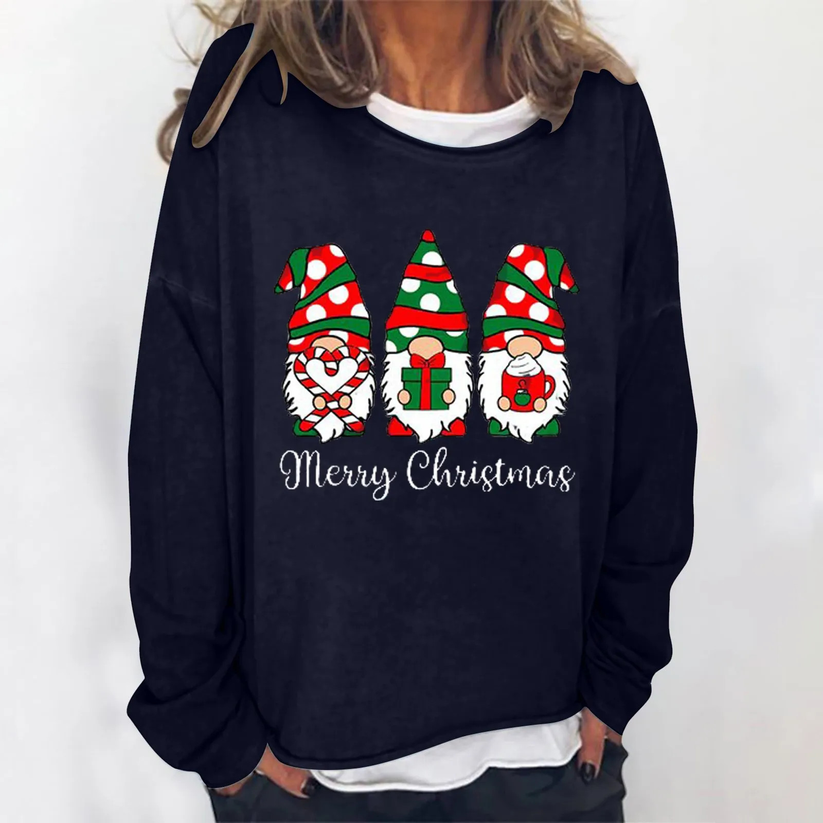 

Блузка женская повседневная с круглым вырезом и длинным рукавом