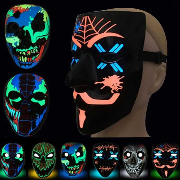 

2021 новая светящаяся маска для косплея холодный свет Трехмерная маска светодиодная маска для Хэллоуина 3D