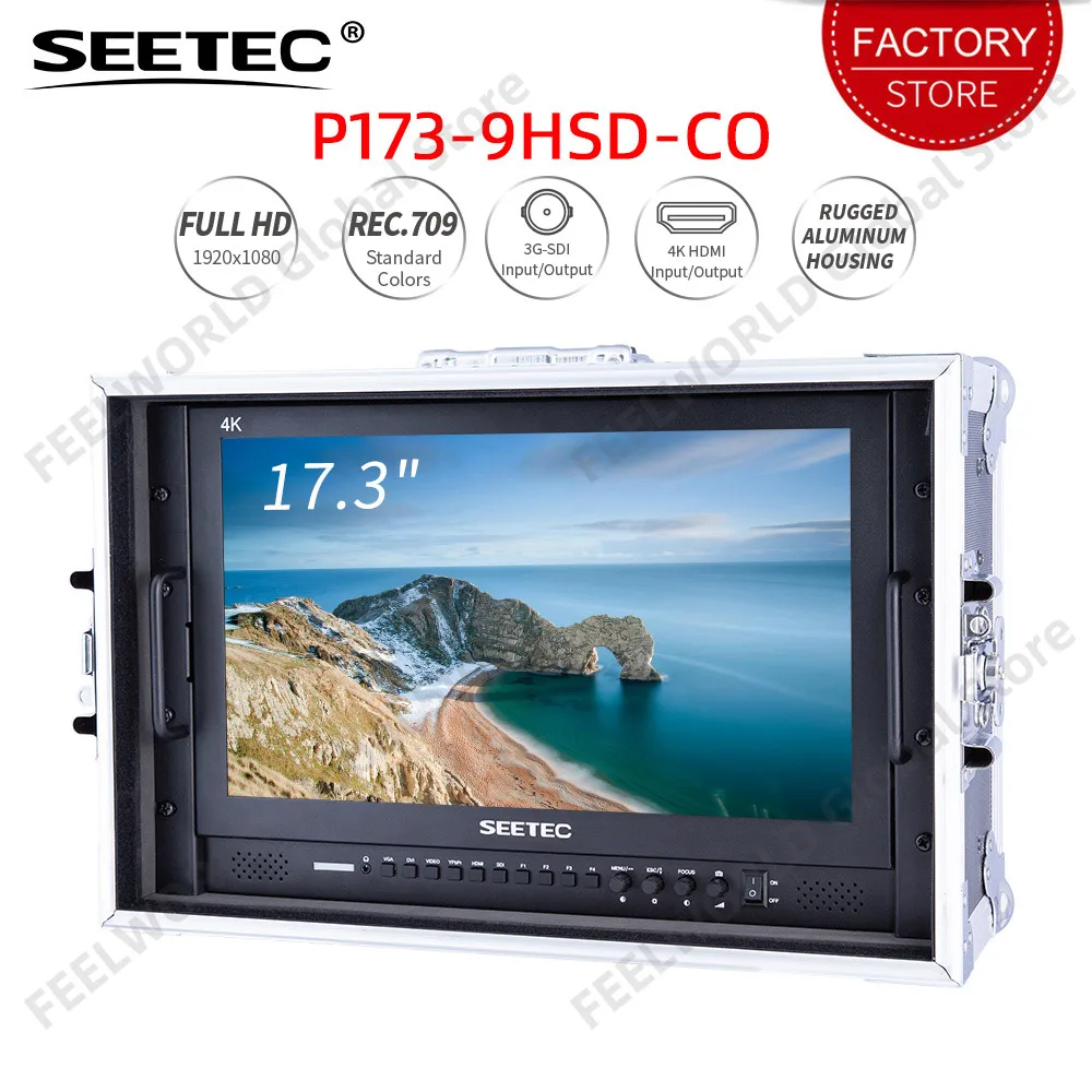Монитор вещания SEETEC P173-9HSD-CO 17,3 дюйма 3G-SDI HDMI с IPS 1920x1080 AV YPbPr, ЖК-монитор для режиссера FEELWORLD