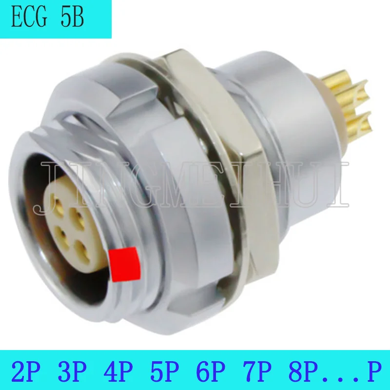 

ECG 5B 2 4 10 14 16 20 30 40 48 50 Pin Stationary Metal Circular Push-pull Self-locking Female Socket Cable Weld Connector