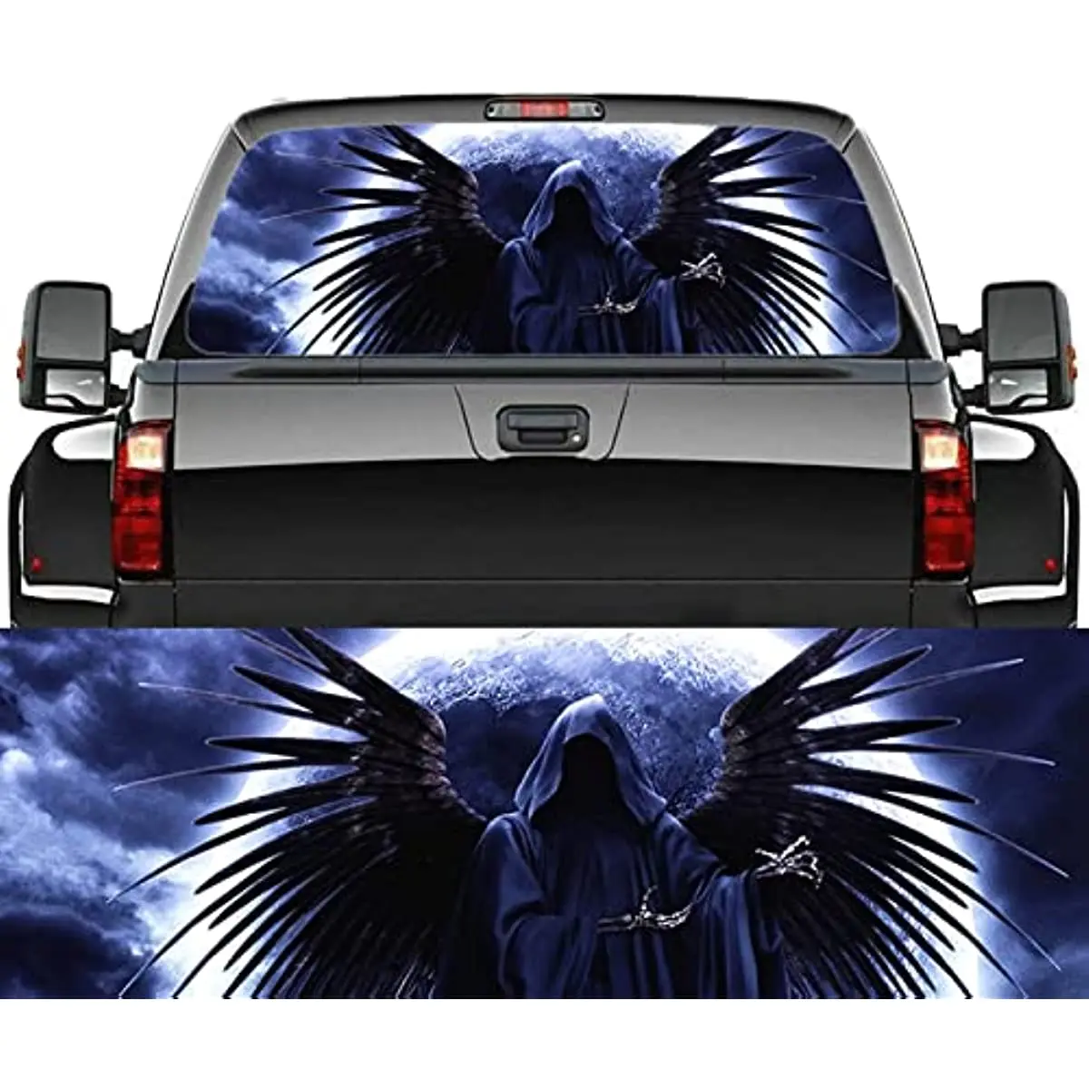 

CUSENA Rear Window Truck Decal Sticker Grim Reaper Car Window Graphic Decal Perforated See Through Vinyl Window Back Decal for T