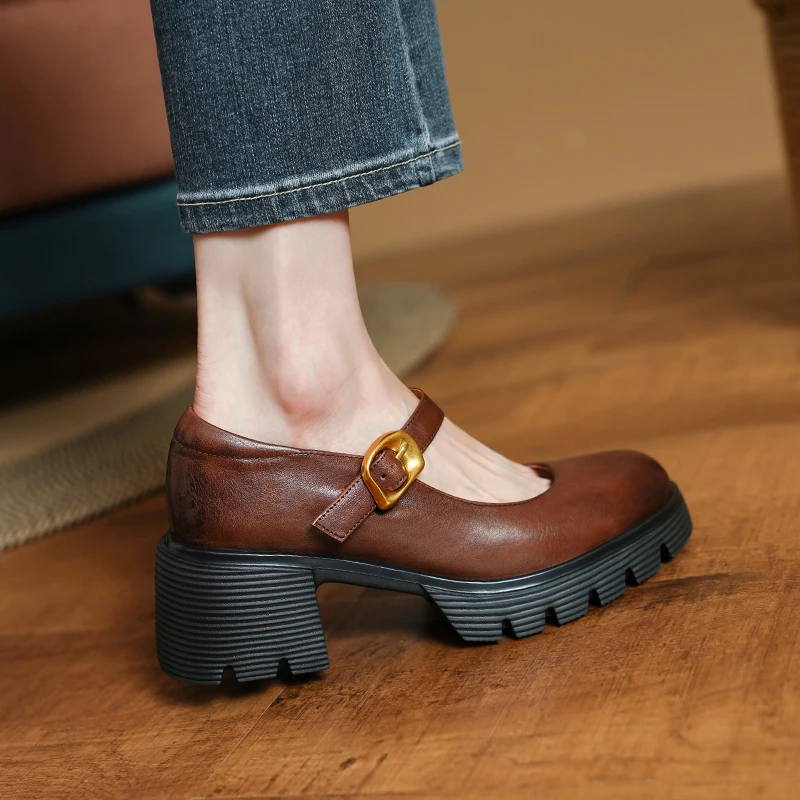 Женские элегантные туфли Мэри Джейн на каблуке во французском стиле с одним