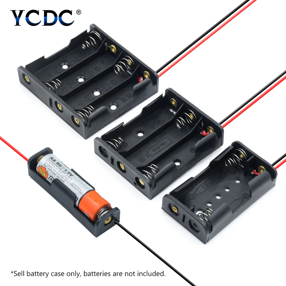 

YCDC 1/2/3/4/6/8 Slots AA Battery Storage Case Box LR6 HR6 Rechargeable Batteries Container Holder Cases With Wire Lead