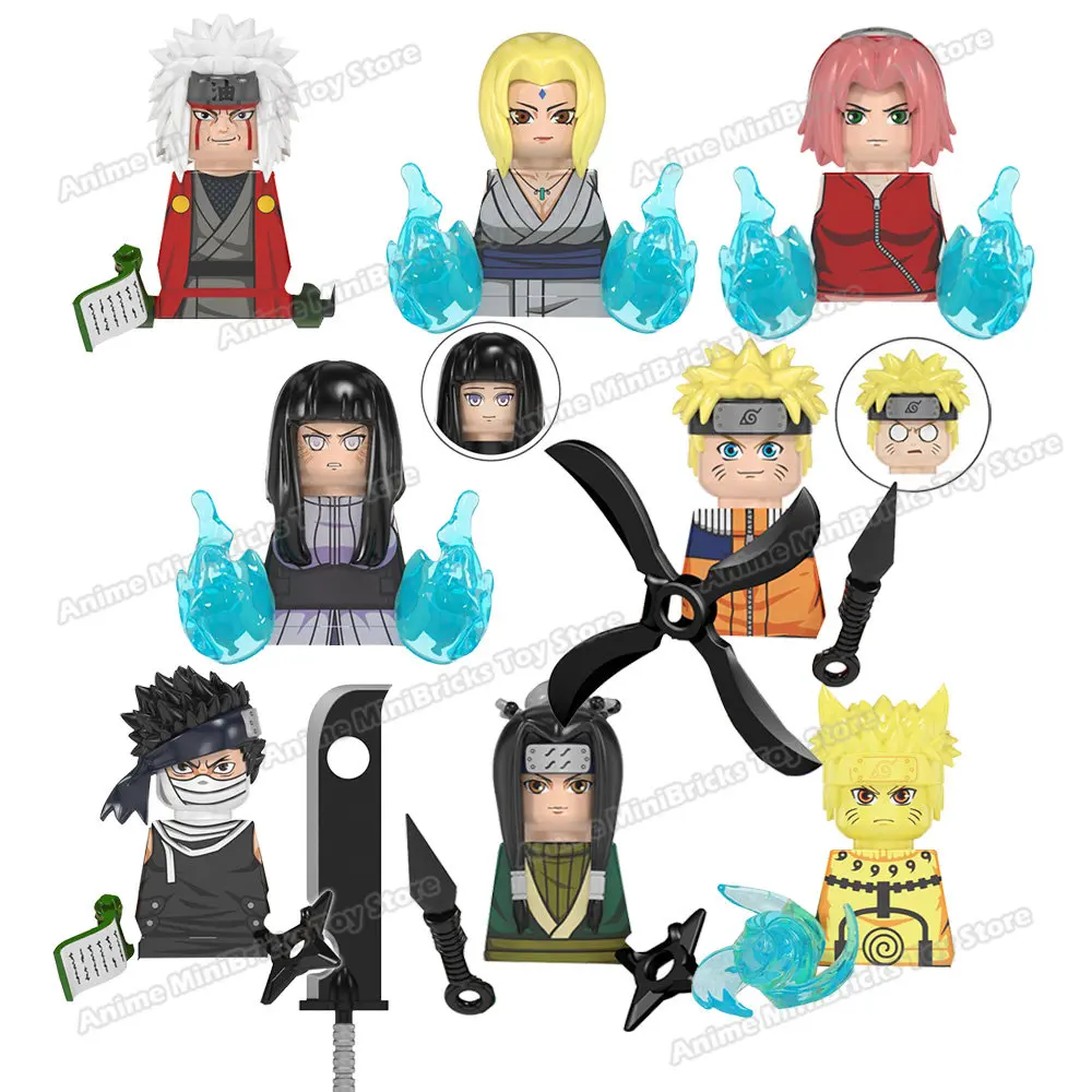 

Naruto Building Blocks Sasuke Kakashi Akatsuki bricks Anime Mini Action Figures Heads Assembly Toys kids Birthday Gifts WM6107