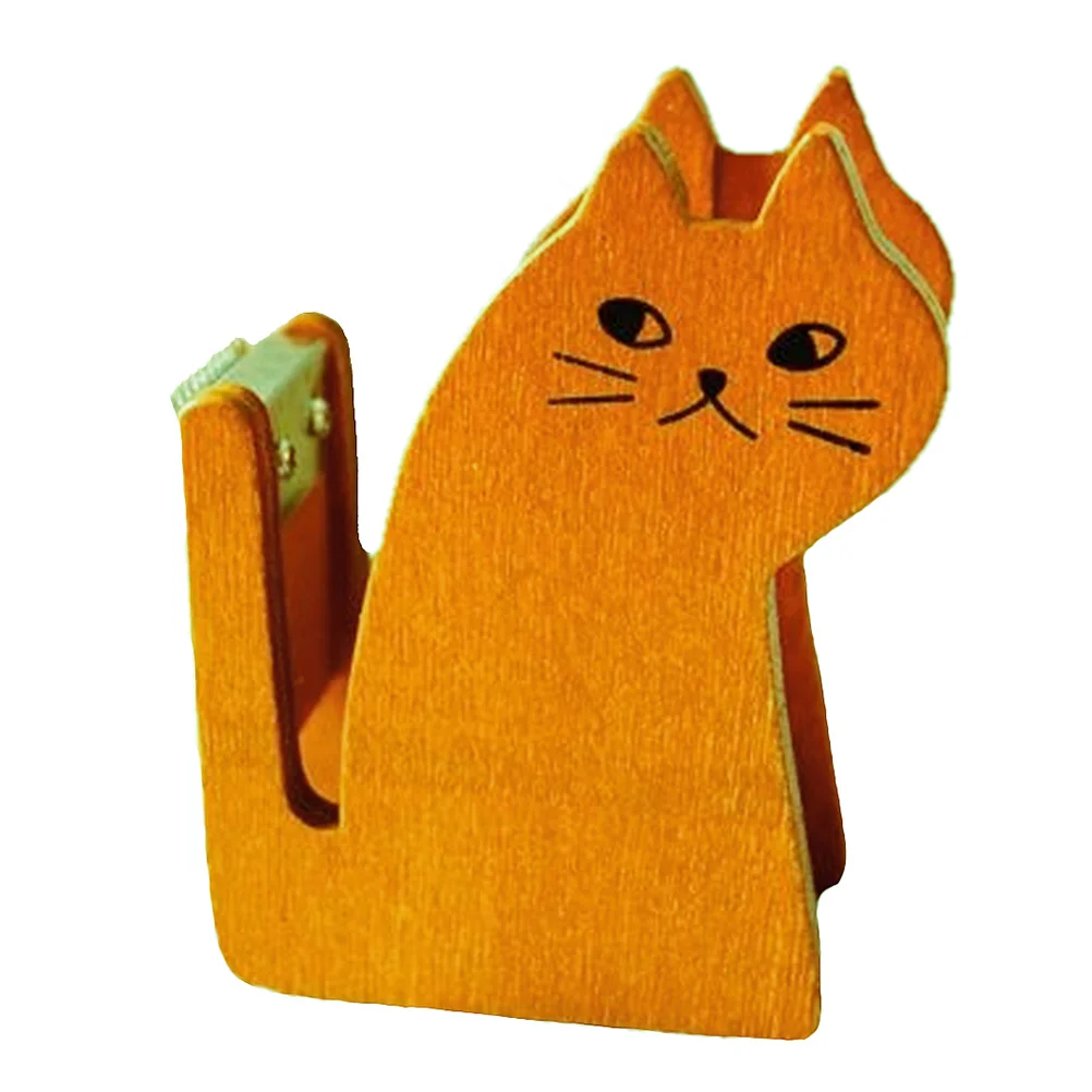 

Tape Dispenser Cute Desk Wooden Cat Heat Holder Kids Animal Desktop Office Kitten Shipping Packaging Ornament Stand Figurine