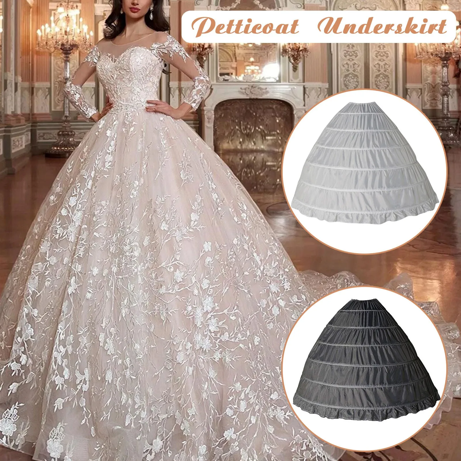 

Skirt Ball Full Petticoat Underskirt Slip Dress Gown 6 Shape Hoop For Wedding Accessory
