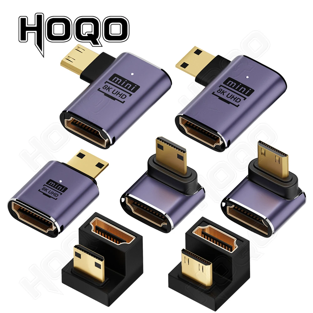 360 Degree U-shaped Mini HDMI gender Adapter 180 Mini HDMI Male to HDMI Female Angled  L Converter HD 2.1V Extension 4K 8K 60Hz