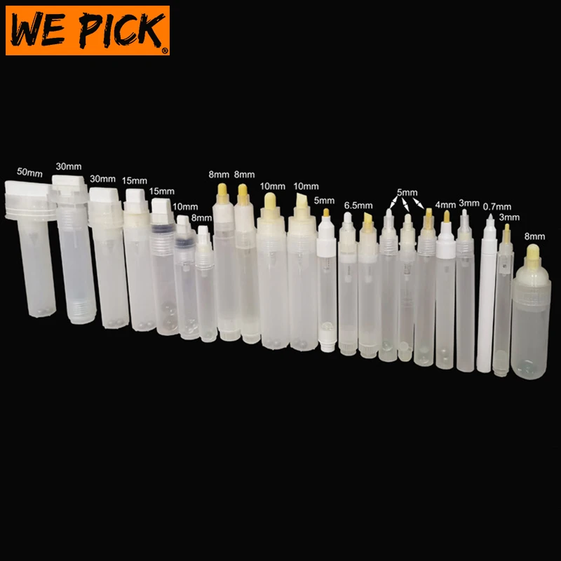 1PC Plastic Empty Pen Rod 0.7/3/4.4/5/6.5/8/10/16/30mm Barrels Tube For Graffiti Pen Liquid Chalk Markers Paint Pen Accessories