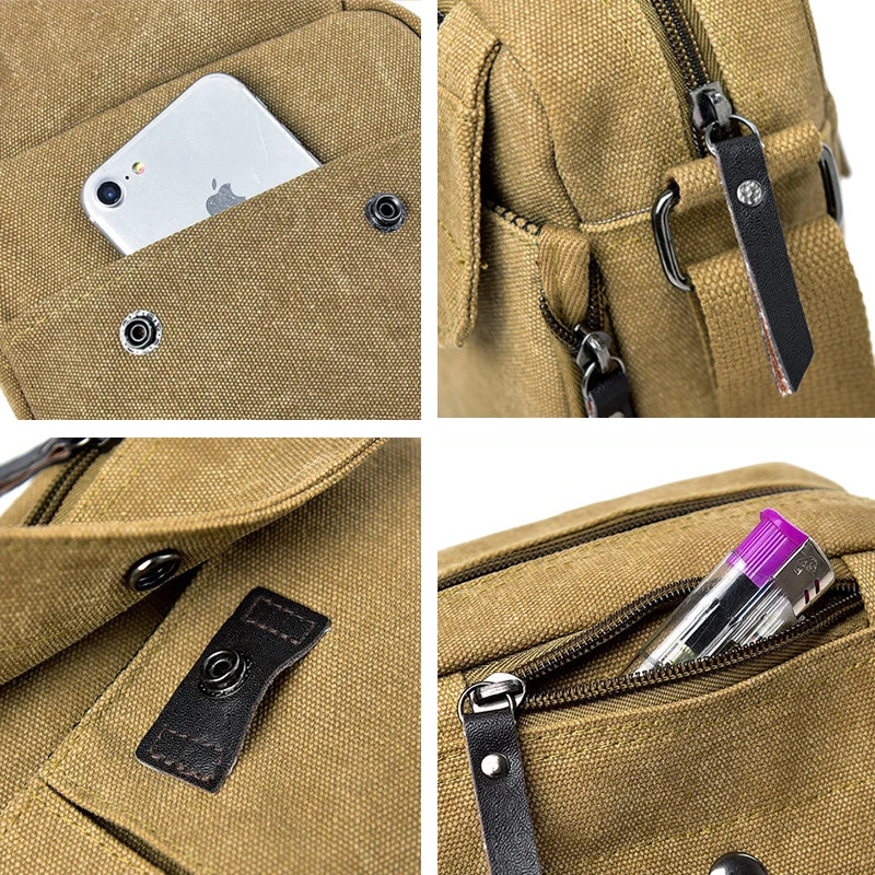 Sentiblos Small Canvas Crossbody Shoulder Bag for Men Cellphone Bags Card Holder Wallet Purse and Handbags