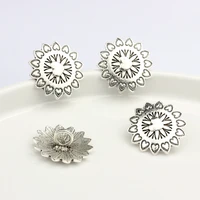 retro zinc alloy button flowers heart decorative buttons charms pendants 3pcslot 34mm for diy jewelry making accessories