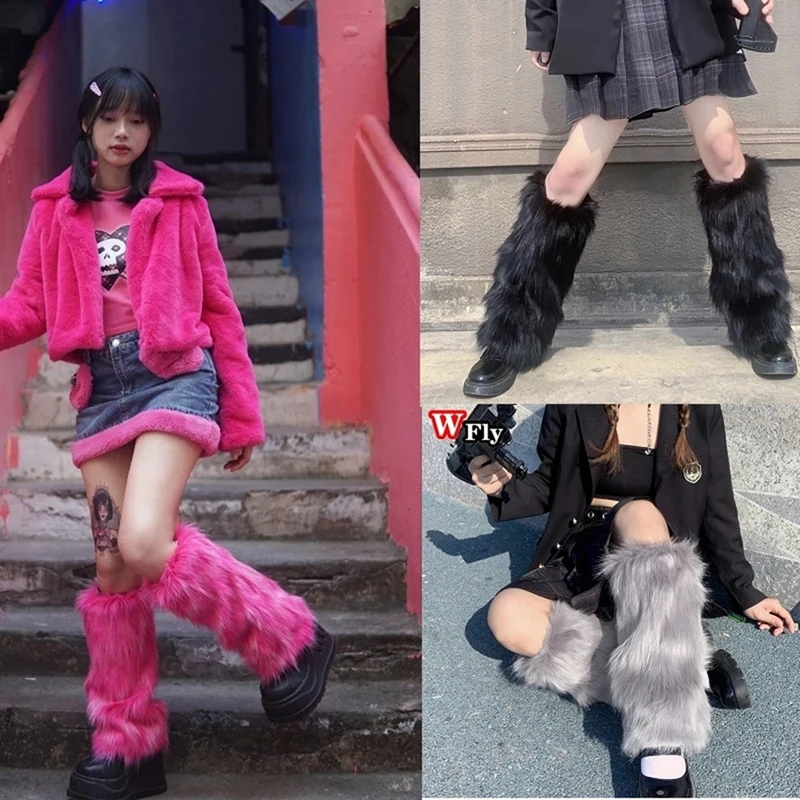 

Leg Warmers for Women 80s 90s Lolita Style Y2K Harajuku Kawaii High Heels Boots Warm Fuzzy Leg Cover Partywear Clubwear