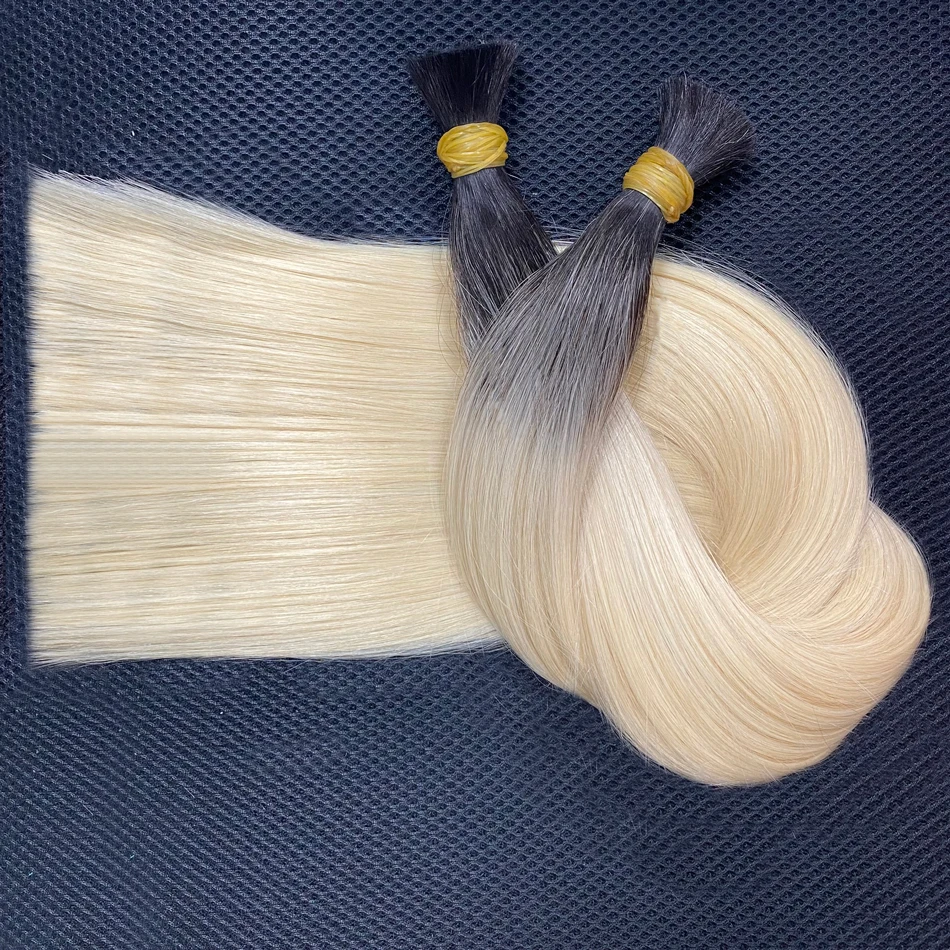 Фото Maxhair Straight 1b613 Светлые человеческие волосы 100% наращивание человеческих волос Необработанные волосы без утка для плетения Бразильские волосы Remy 30 дюймов №4