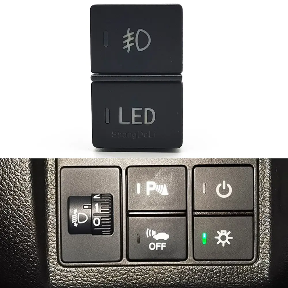 

Для Honda, 1 шт., зеленая светодиодная лампа, двойной переключатель для автомобиля, светодиодная лампа, передняя противотуманная лампа, переключатель с проводом соединителя