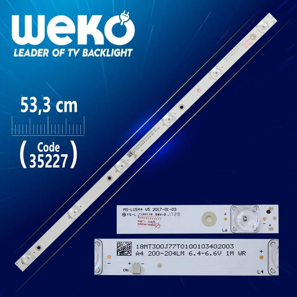 MS-L1544 V5 - A4 196-200LM 6.4-6.6V 1M WR 53.3 CM 6 LED- (WK-895) | EL Products