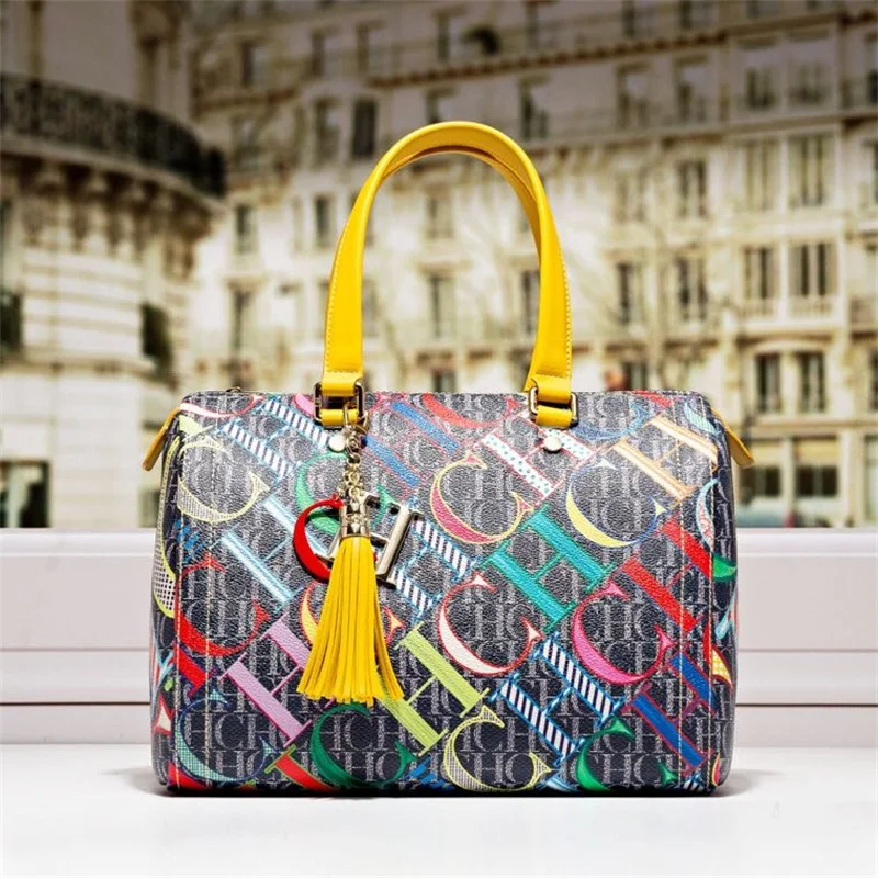 

2023 красочный наплечный рюкзак с верхней ручкой и надписью CH, высококачественный Женский кошелек и сумочки, Высококачественная сумка Boston для женщин