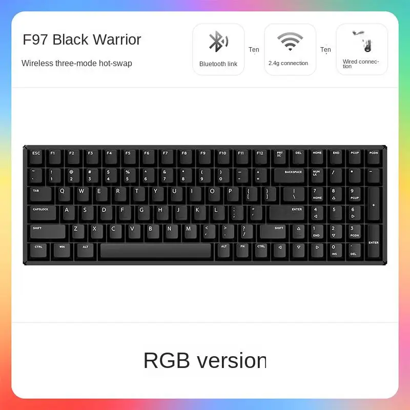 

Беспроводная механическая клавиатура IQUNIX F97 Black Warrior, Офисная Bluetooth клавиатура на заказ, быстрый Серебряный переключатель, горячая замена, иг...