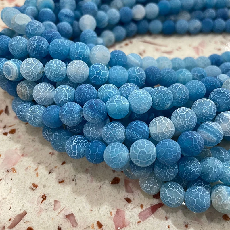 

Бусины из натурального агата в синюю полоску, 4/6/8 мм, 60/46/36 шт.