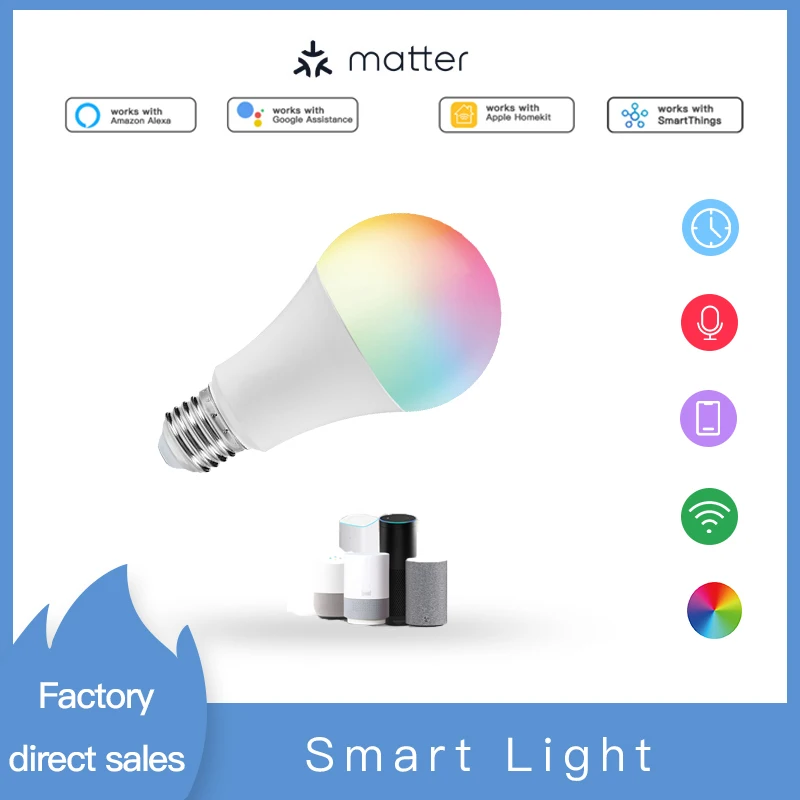 Умная лампочка A19(A60 RGBCW) для умного дома с регулируемой яркостью