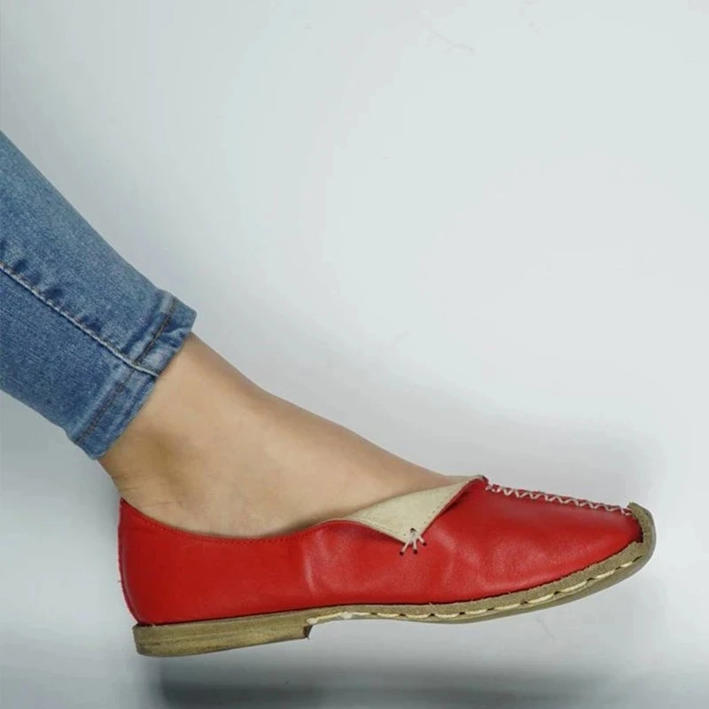 

2022 retro handmade soft-soled lazy shoes shallow mouth literary small leather shoes Mori large size women's shoes