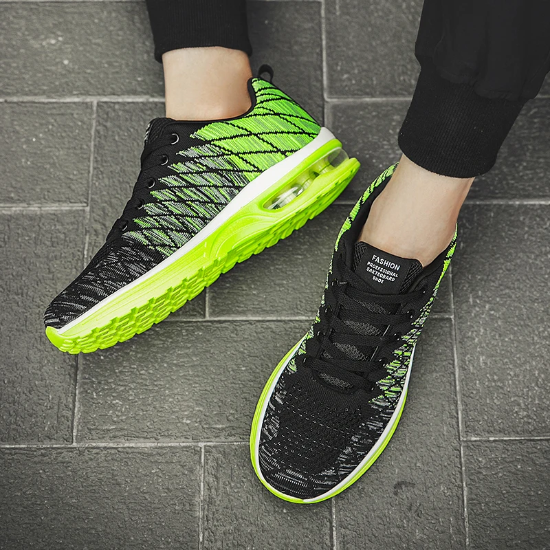 Men's Sports Shoes Knitted Breathable Women's Sports Running Shoes Air Cushion Outdoor Fashion Casual Couples Fitness Shoes