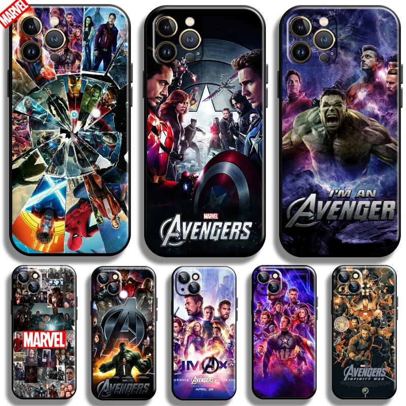 

Черный чехол из ТПУ с принтом Marvel Мстители для Apple iPhone 13 12 11 Pro Max 12 13 Mini X XR XS Max SE 6 6S 7 8 Plus
