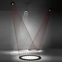 Red Rope LED Floor Lamp Magic Art Decoration For Hotel Office Shop Lighting Fixtures Novelty Ceiling Luminaire Suspension
