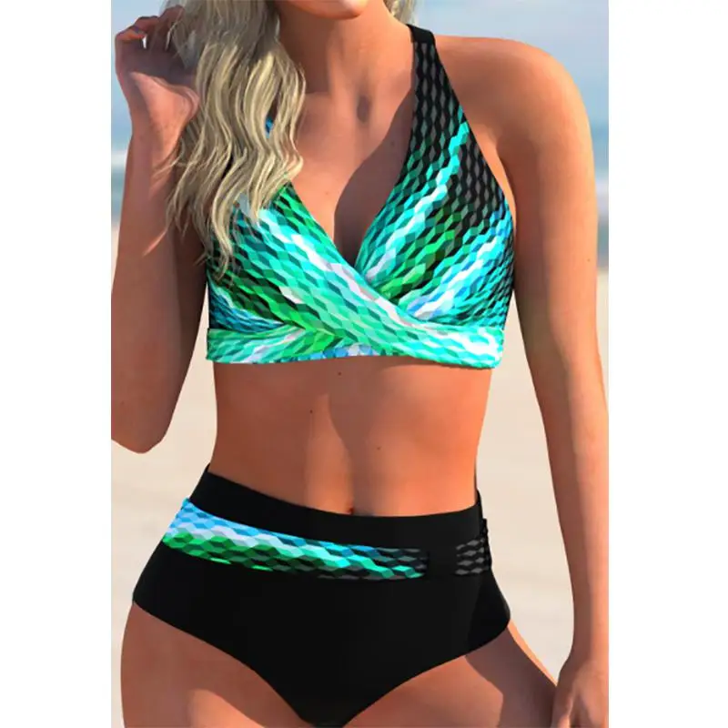 2022 New Sexy Bikini High Waist Women Swimsuit Push Up Female Swimming Suit Bathing Beach Plus Size Swimwear Set |