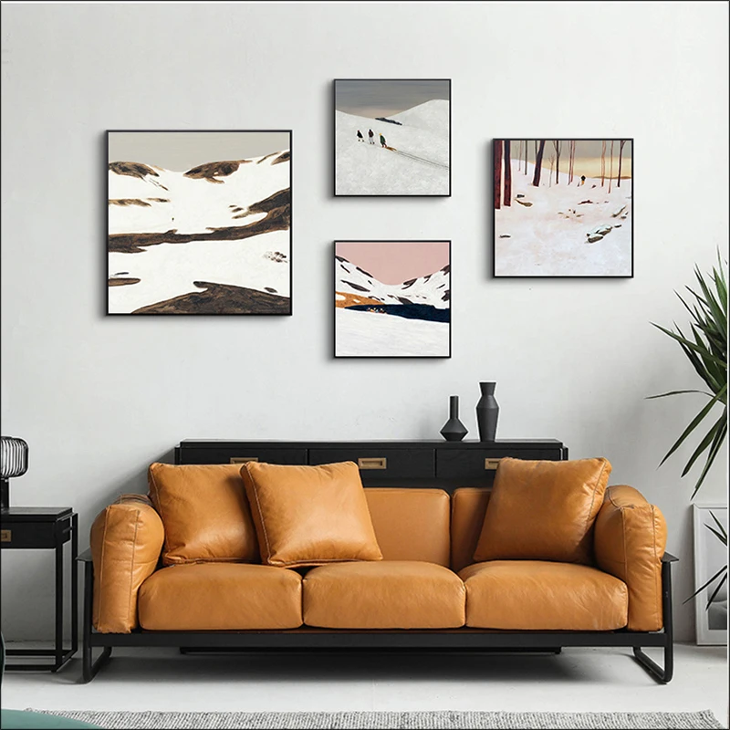 Абстрактная живопись в скандинавском стиле, пейзажный плакат, квадратная абстрактная роспись в гостиной, настенная роспись, Настенная картина для коридора
