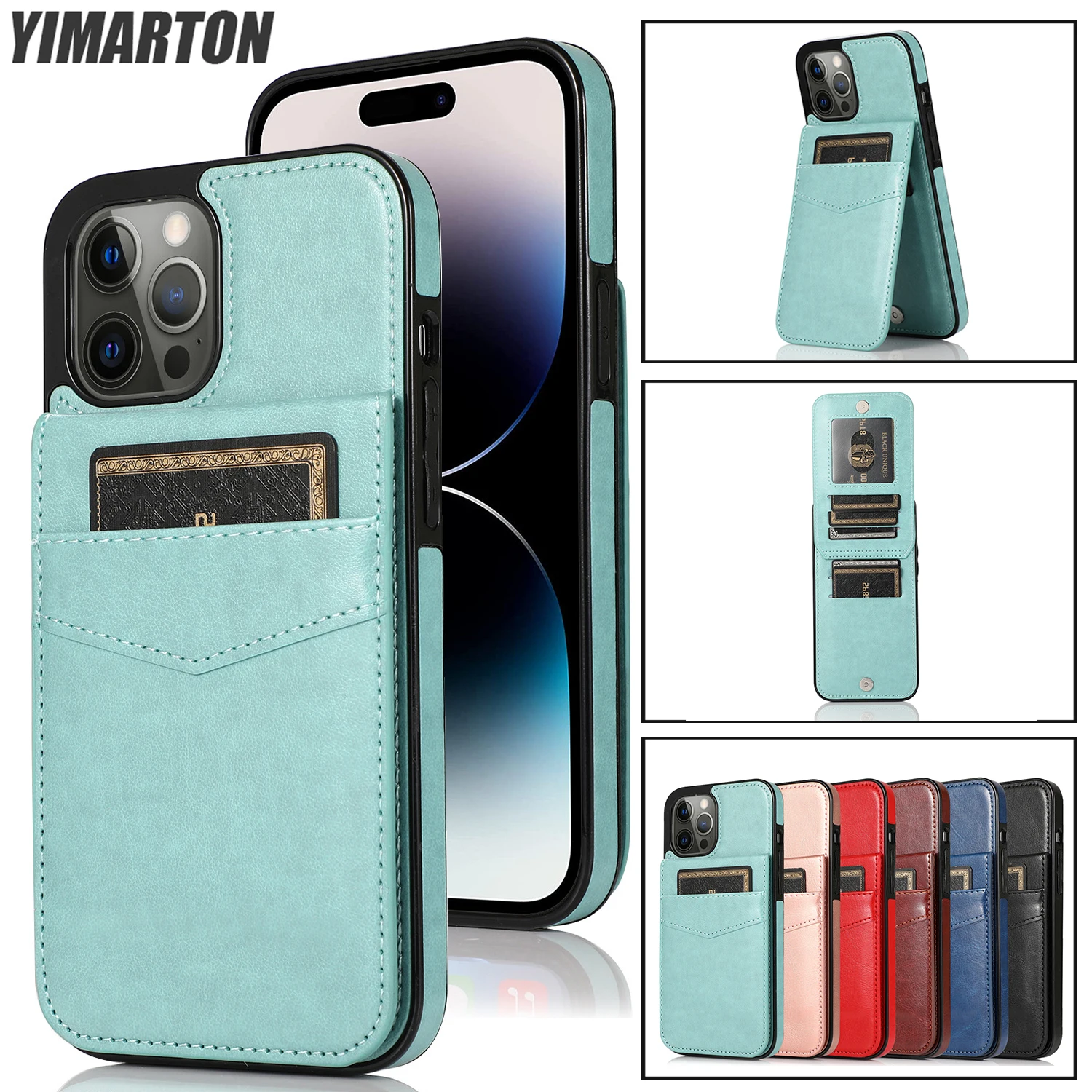 

Кожаный чехол для iPhone 14, 13, 12 Mini, 11 Pro, X, XS Max, XR, 8, 7, 6, 6s Plus, SE 2020, 2022, слот для карт, полузакрытый чехол для телефона, чехол-подставка