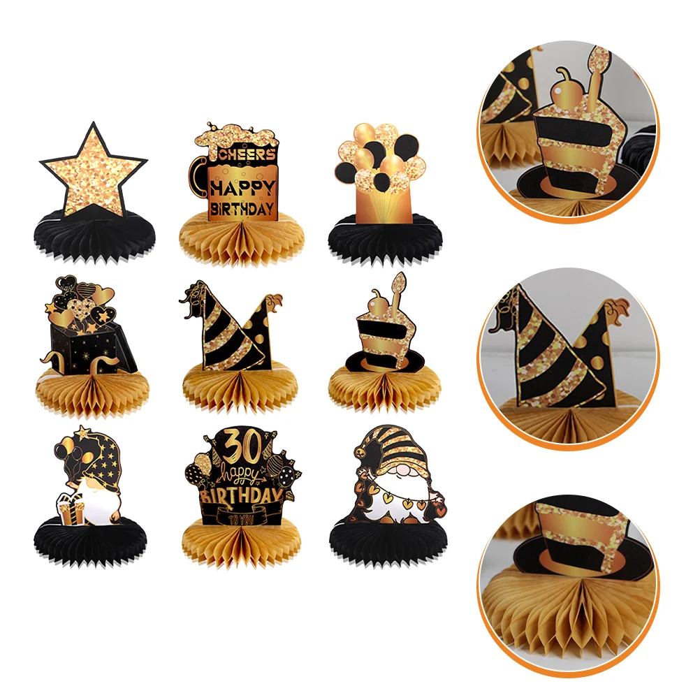 

Birthday 30Th Honeycomb Table Decorations Happy Centerpieces Party Gold 30 Toppers Black Supplies Rosesign Pom Poms Decoration