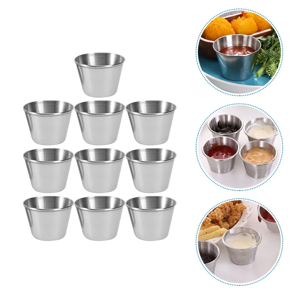 

10pcs Stainless Steel Sauce Cups Condiment Containers Stainless Steel Sauce Cup Small Ramekins Dipping Sauce Cups