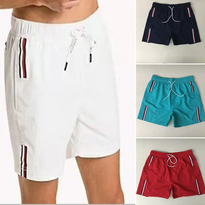 TM-2 Summer Cool Shorts Gyms Fitness Sportswear Bottoms Male Running Training Quick Dry Beach Short Pants Men's Swimming Trunks