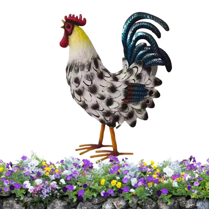 

Rooster Statue Metal Chicken Figure Cockerel Statues Backyard Decor Rooster Figurines Farmhouse Chicken Sculptures For Outdoor